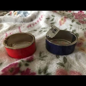 LOFT cuff bracelets: orange and blue